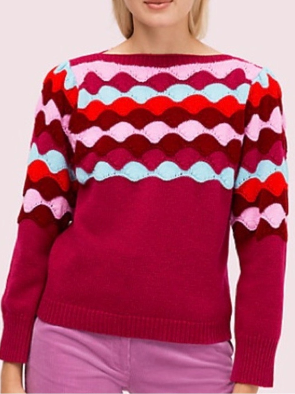 NEW Kate Spade Scallop Intarsia Sweater Size Small